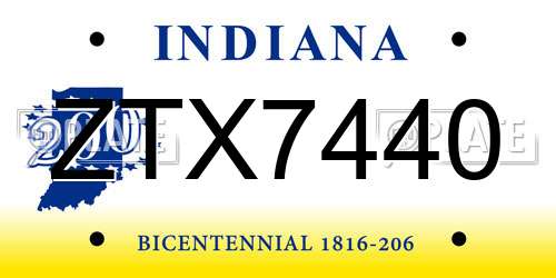 ZTX7440 Indiana License Plate