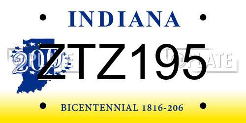 ZTZ195 Indiana License Plate