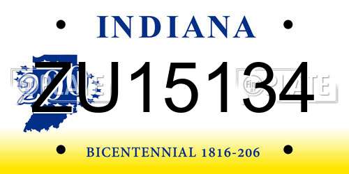 ZU15134 Indiana License Plate
