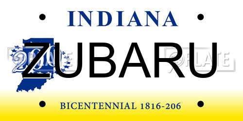 ZUBARU Indiana License Plate