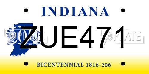ZUE471 Indiana License Plate