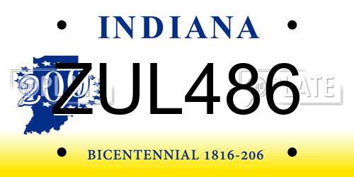 ZUL486 Indiana License Plate
