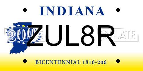 ZUL8R Indiana License Plate
