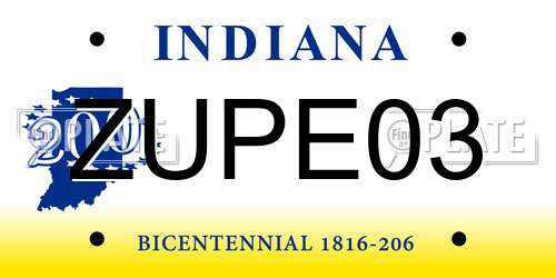 ZUPE03 Indiana License Plate