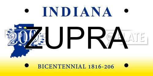 ZUPRA Indiana License Plate