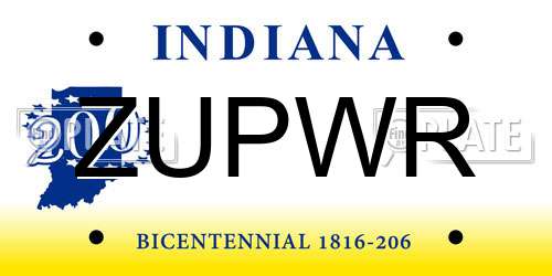 ZUPWR Indiana License Plate