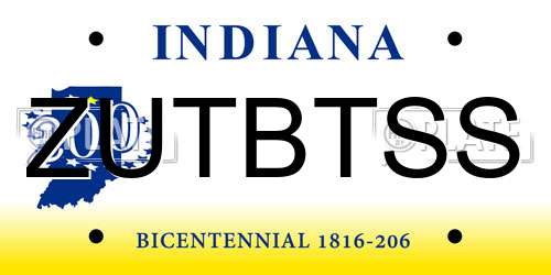 ZUTBTSS Indiana License Plate