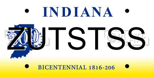 ZUTSTSS Indiana License Plate