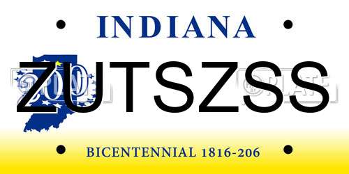 ZUTSZSS Indiana License Plate