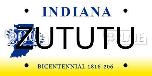 ZUTUTU Indiana License Plate