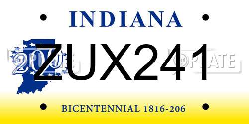 ZUX241 Indiana License Plate