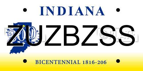 ZUZBZSS Indiana License Plate