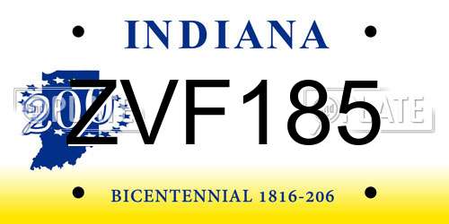 ZVF185 Indiana License Plate
