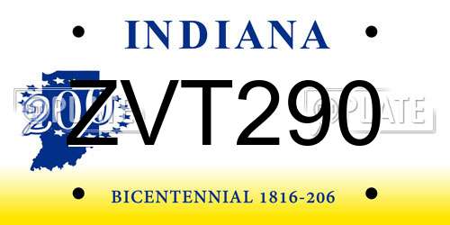 ZVT290 Indiana License Plate