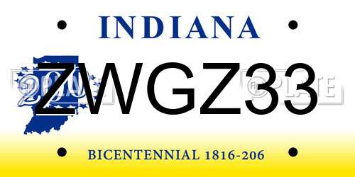 ZWGZ33 Indiana License Plate
