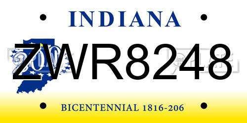 ZWR8248 Indiana License Plate