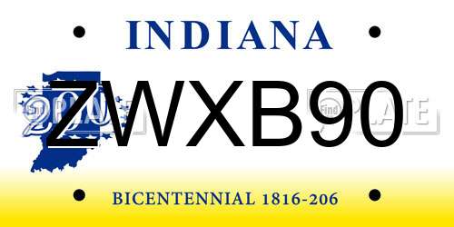 ZWXB90 Indiana License Plate