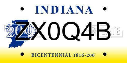 ZX0Q4B Indiana License Plate