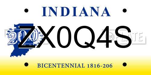 ZX0Q4S Indiana License Plate