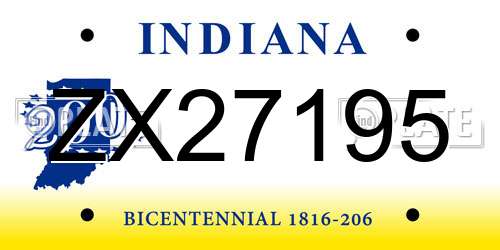 ZX27195 Indiana License Plate