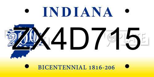 ZX4D715 Indiana License Plate