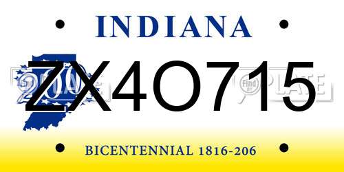 ZX4O715 Indiana License Plate