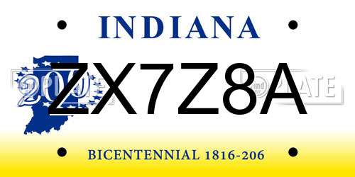 ZX7Z8A Indiana License Plate