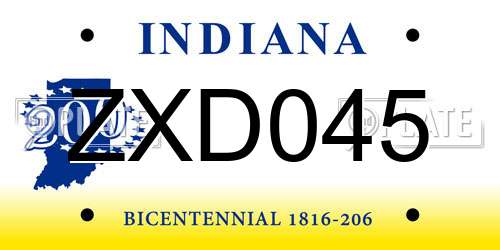 ZXD045 Indiana License Plate