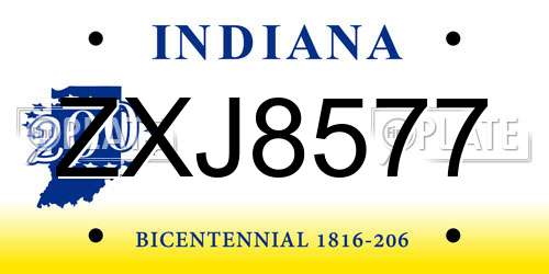 ZXJ8577 Indiana License Plate