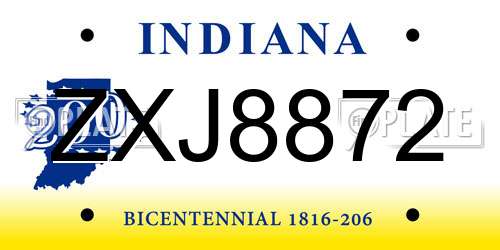 ZXJ8872 Indiana License Plate