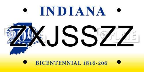 ZXJSSZZ Indiana License Plate