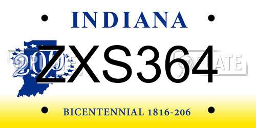 ZXS364 Indiana License Plate
