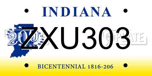 ZXU303 Indiana License Plate