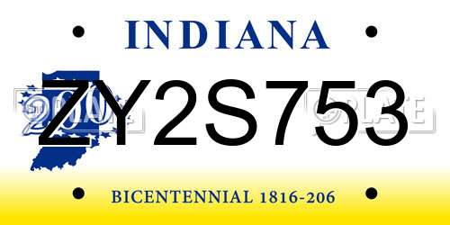 ZY2S753 Indiana License Plate