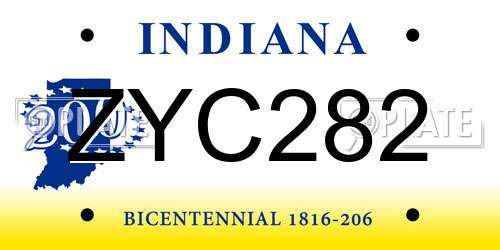 ZYC282 Indiana License Plate