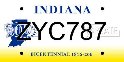 ZYC787 Indiana License Plate