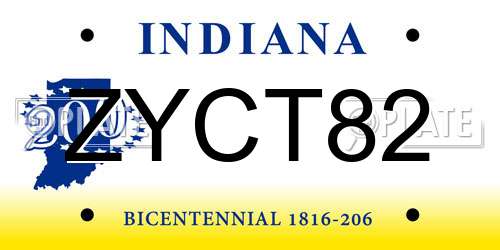 ZYCT82 Indiana License Plate