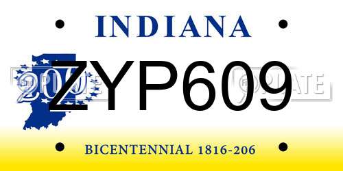 ZYP609 Indiana License Plate