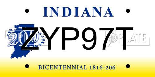 ZYP97T Indiana License Plate