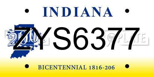 ZYS6377 Indiana License Plate
