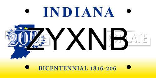 ZYXNB Indiana License Plate