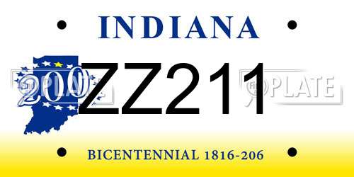 ZZ211 Indiana License Plate