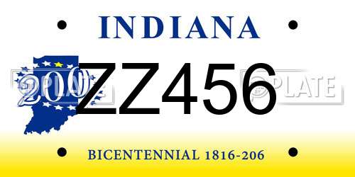 ZZ456 Indiana License Plate