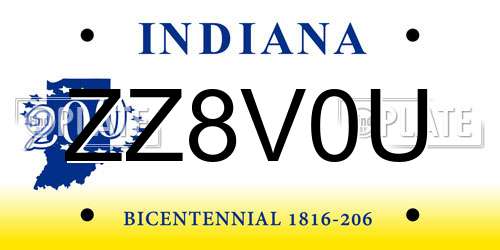 ZZ8V0U Indiana License Plate