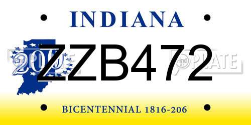 ZZB472 Indiana License Plate