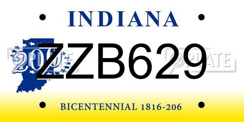 ZZB629 Indiana License Plate
