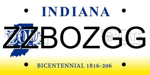 ZZBOZGG Indiana License Plate