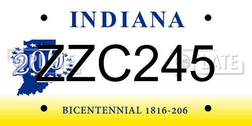 ZZC245 Indiana License Plate
