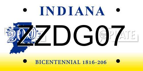 ZZDG07 Indiana License Plate