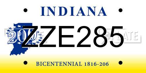 ZZE285 Indiana License Plate